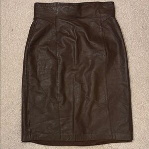 Toffs Brown Leather Pencil Skirt 10M